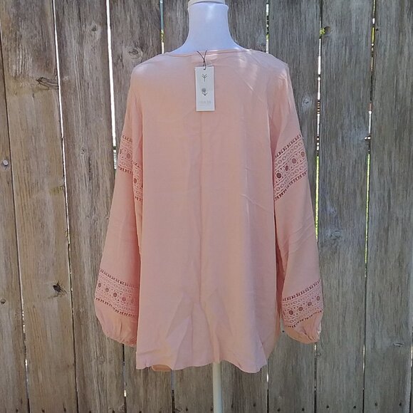 Starling Reine Top Women's Small Peach Lace Boho Bohemian Oversized Coastal - Picture 2 of 6